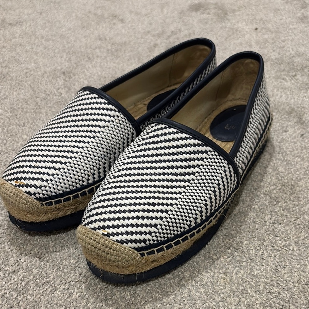 MICHAEL Michael Kors Black and White Espadrille Slip-Ons